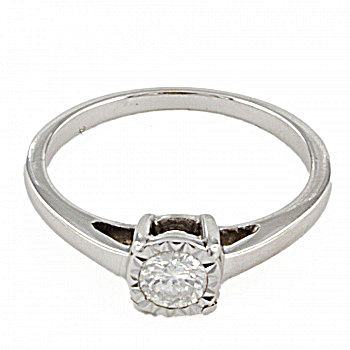 9ct White Gold Diamond Solitaire 0.20cts Ring Size J
